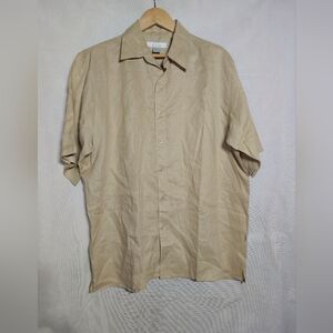 D-ICON Beige Sz XL Linen Short Sleeve Shirt